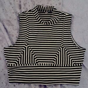Black and white striped Fashion Brand Company bikini crop top!